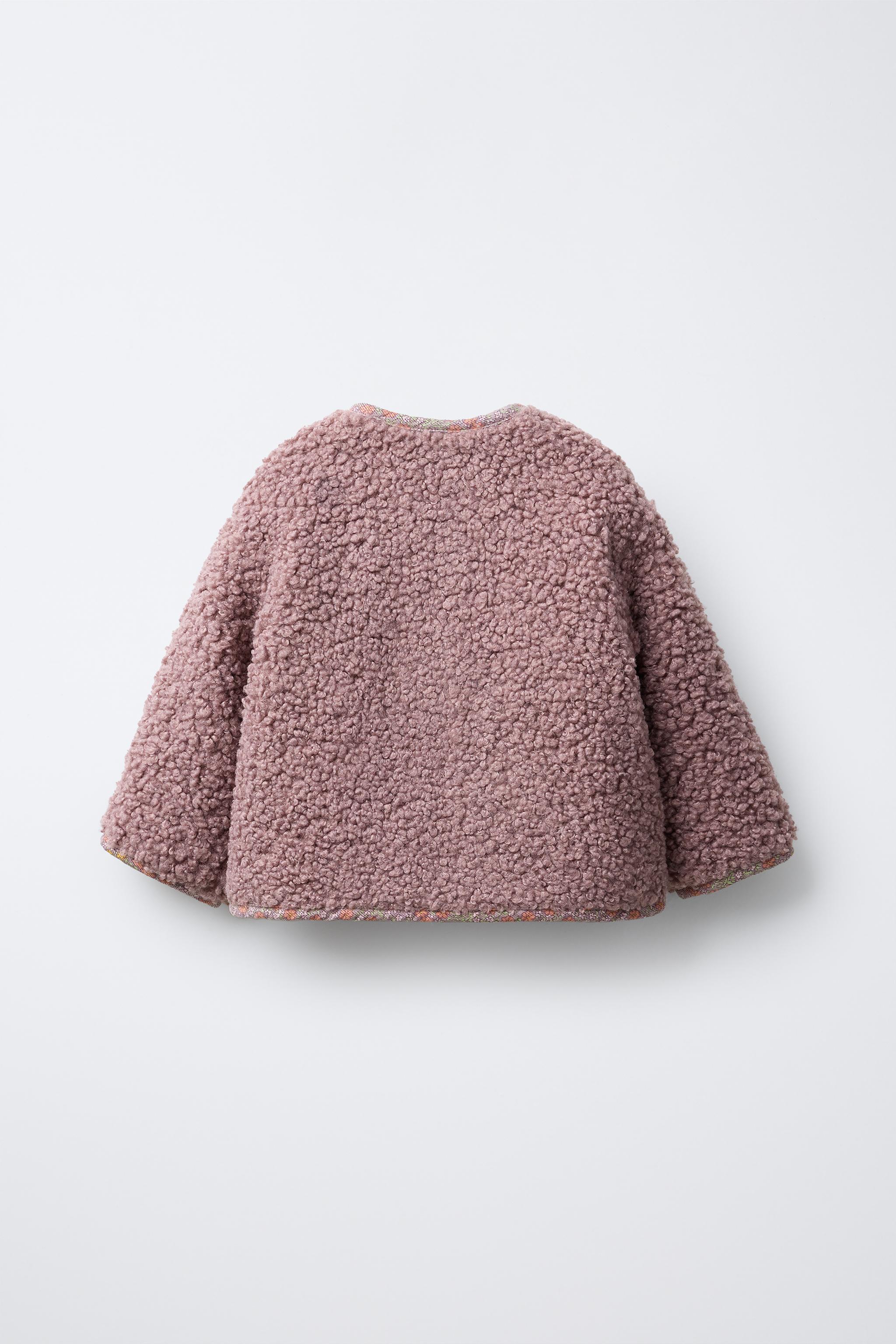 LINED FLEECE COAT WITH FLOWERS